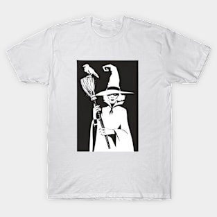 Witch and crow black & white T-Shirt